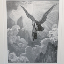 「19世紀後半 ギュスターヴ・ドレ 木口木版『Dante and the Eagle ダンテと鷲(ダンテ 神曲より)』版上サイン マット装」_画像2