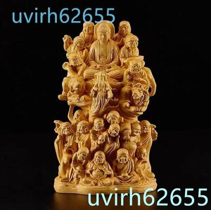 美品★極上の木彫 仏教美術 精密彫刻 仏像 手彫り 極上品 十八羅漢