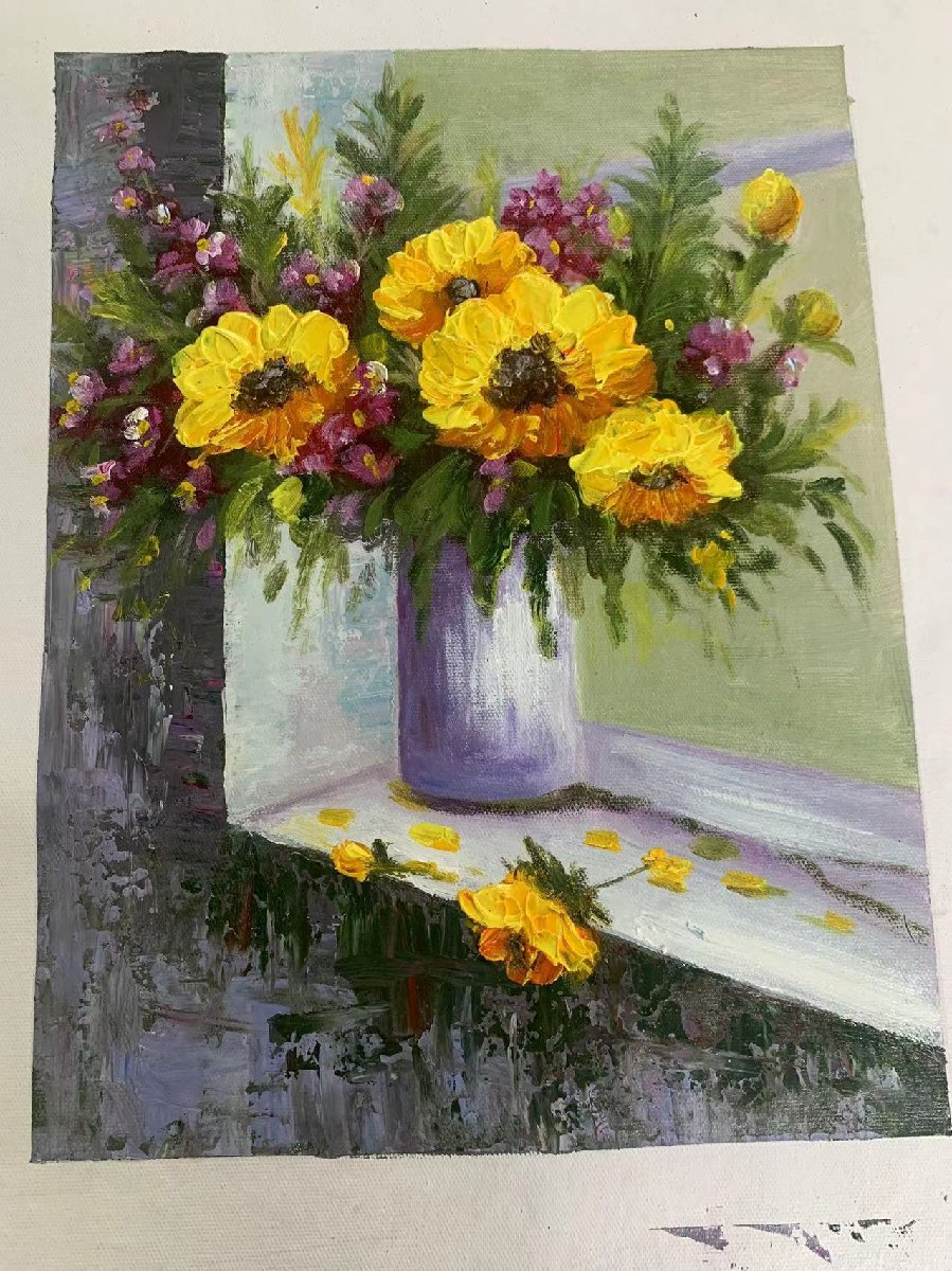 Oil painting, flower painting, hand-painted, oil painting, framed, fine art, Painting, Oil painting, Nature, Landscape painting