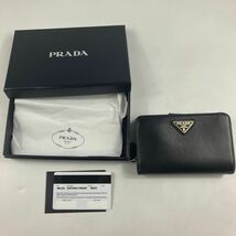 1円〜【現行デザイン】 PRADA プラダ 2つ折り財布 L字ファスナー ブラック 黒 サフィアーノレザー トライアングルロゴ メンズ レディース_画像10