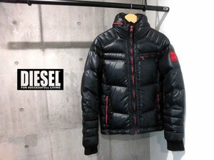 DIESEL ディーゼル/収納フード ダウンジャケットM/ライダース ダウンブルゾン/パデッド ダウン/黒 ブラック/メンズ