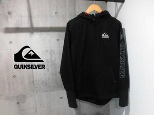 Quicksilver クイックシルバー/袖ロゴプリント 撥水 ジップパーカーM/ZIPフーディ/黒 ブラック/メンズ/QZP134154/スノーボード