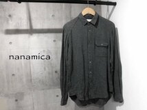 nanamica ナナミカ SUGF141 キルティングヨーク切替 長袖 レーヨンシャツL/グレー/メンズ/日本製_画像1