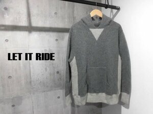 Let it Ride レットイットライド 前Vガゼット アンゴラ混ウール パーカーL/プルオーバー フーディ/グレー/メンズ/日本製