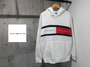 TOMMY HILFIGER トミーヒルフィガー フラッグロゴ スウェットパーカーL/プルオーバーフーディ/白 ホワイト/メンズ/78J838