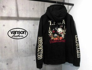 VANSONバンソン x T.F.O.A 武装戦線 コラボ デスラビット刺繍 スウェット ジップパーカーXXL/ZIPフーディ2XL黒/バイカー/クローズ ワースト