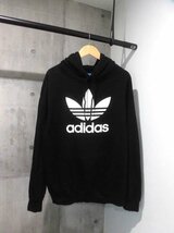 adidas originals アディダスオリジナルス Trefoil Hoody トレフォイルプリント スウェット パーカーO/プルオーバー フーディ/黒/メンズ_画像2