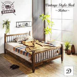  outlet free shipping! double bed frame * retro * Vintage style * new goods unused * exhibition goods 