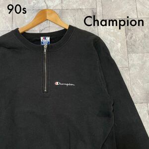 90s Champion チャンピオン スウェット トレーナー ハーフジップ 刺繍ロゴ ヴィンテージ メキシコ製 USA企画 裏起毛 サイズM 玉FL3211