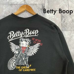 Betty Boop ベティーブープ ビッグプリントロゴ 裏起毛 ブラック サイズXL 玉SS1241