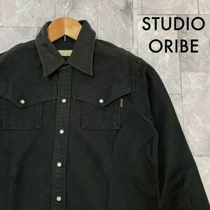 STUDIO ORIBE スタジオオリベ ウエスタンシャツ スナップボタン しっかりした生地 ブラック レディース サイズ2(M) 玉SS1237