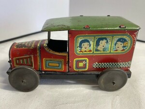 【金彩ブリキ】戦前ブリキ玩具乗合自動車　明治大正昭和玩具資料