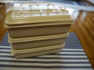昭和レトロ ピクニックランチボックス 大きな 弁当箱 ３段セット 1.7L ハイキング アウトドア レジャー キャンプ 行楽 家族 花見 耐熱
