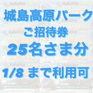 城島高原パーク　城島高原パーク無料入園券　入園ご招待券　1/8 まで　2024年　5枚 セット　231129_1 