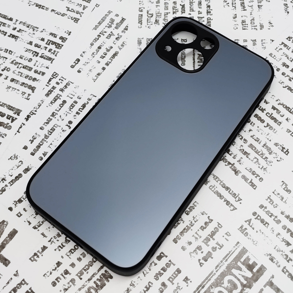 iPhone 13mini ガラス背面シリコンケース (22)ブラック (2)