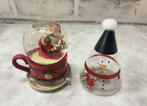 ** snow dome Santa Claus snow ... ornament 2 point set Christmas goods interior antique decoration thing antique **