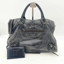 BALENCIAGA バレンシアガ ザ シティ ハンドバッグ 2WAY ショルダーバッグ レザー ミラー付 ブラック 黒 115748【NK4162】_画像2