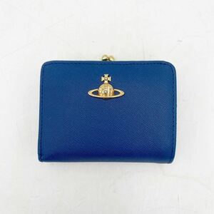 Vivienne Westwood ヴィヴィアン ウエストウッド 二つ折り 財布 ネイビー がま口 ウォレット【NK4391】