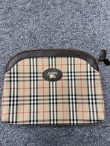 BURBERRY バーバリー チェック ポーチ キャンバス/レザー_画像1