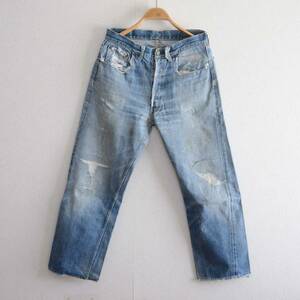 501XXオリジナルヴィンテージリーバイスデニムパンツジーンズ50〜60年代イエローステッチヒゲリペア LEVI'S 50〜60s Vintage Denim Pants