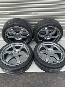 RAYS レイズ TE37 17インチ 7.5J +48? オフセット不明 4本 ヨコハマ Advan Fleva 205/40R17 当時物 美品 シビック インテグラ MR2