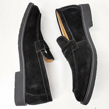 新品 訳あり 26.0cm 本革 日本製 革靴 コインローファー メンズ シューズ 3E 履きやすい スエード 高級感 紳士 カジュアル ブラック 黒_画像5