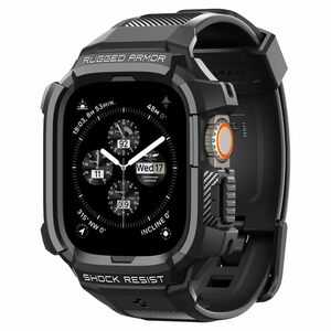 Spigen AppleWatch バンド 49mm対応 Series ultra2/ultra 一体型 耐衝撃 スポーツバンド ACS05460 ブラック