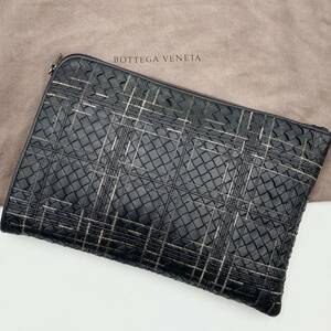 1円【極美品】BOTTEGA VENETA ボッテガヴェネタ メンズ アトラス クラッチバッグ セカンドバッグ ビジネス イントレチャート レザー 黒色