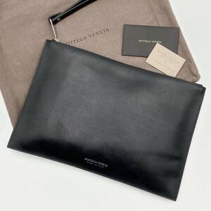 1円【極美品/近代モデル】BOTTEGA VENETA ボッテガヴェネタ メンズ クラッチバッグ セカンドバッグ ハンド オールレザー ブラック 黒