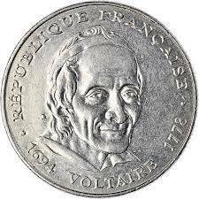 フランス 5 フラン記念硬貨 300th Anniversary of the birth of Voltaire ユーロ　ヨーロッパ