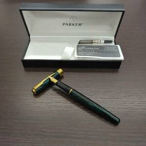 #2558 文具 筆記具 万年筆 パーカー PARKER ソネット SONNET ペン先１８K グリーン マーブル 筆記確認無 箱付 現状品 中古品 個人保管品