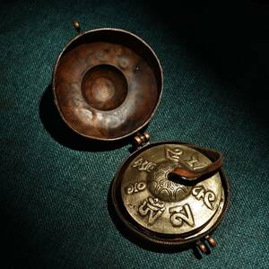 唐物 清代 西藏 チベット仏教 銅製 純銅護法鈴鐺一對 法器 仏具 密教法器 仏教古美術 置物 中国美術 NW135