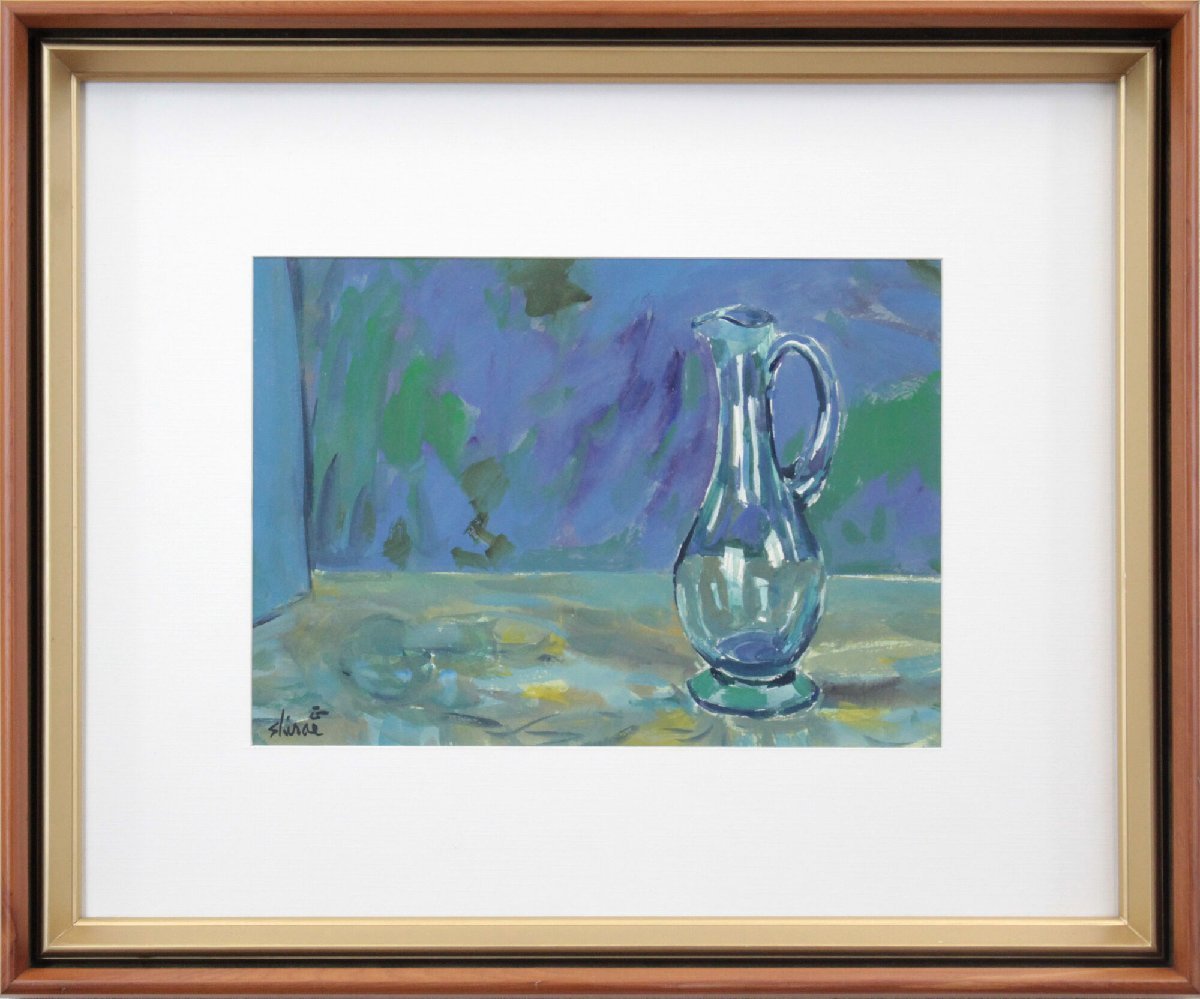 لوحة ماساو شيراي بالألوان المائية الزرقاء الساكنة [عمل أصيل مضمون] لوحة - معرض هوكايدو, تلوين, ألوان مائية, باق على قيد الحياة