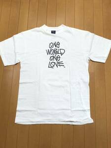 stussy Tシャツ USED Lサイズ ONE WORLD ONE LOVE ショーンフォント