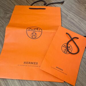 紙袋 エルメス ショッパー ショップ袋 HERMES ブランド紙袋 オレンジ　まとめて　セット