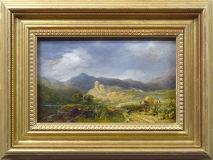 【小竹美術】真作保証■アルフレッド　ヴィッカーズ　Alfred　VICKERS（1786～1868）「風景」油絵・変形3号■19世紀英国絵画■イギリス