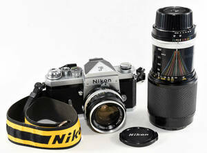 Nikon F アイレベル　フィルム一眼レフカメラ　フラッグシップ機　プロストラップ　NIKKOR-S Auto 35mm f2.8 Ai Zoom-NIKKOR 80-20mm f4.5