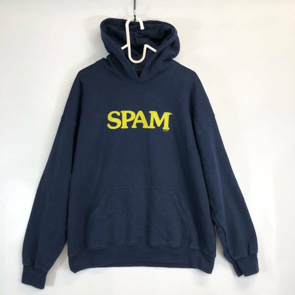 00s SPAM スパム スウェットパーカー Lサイズ ダークネイビー USA古着