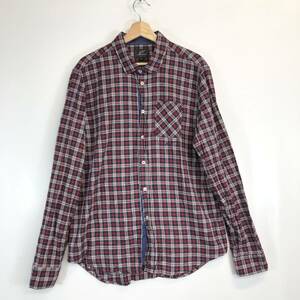  Italy made Alpine Stars alpinestars long sleeve button shirt check pattern XL size SLIM USA old clothes 