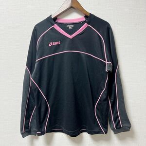 asics アシックス レディース 長袖 Tシャツ プラクティスシャツ Oサイズ ブラック ポリエステル