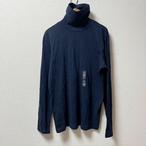 【新品】UNIQLO ユニクロ ソフトタッチ タートルネックT 長袖 Mサイズ ネイビー