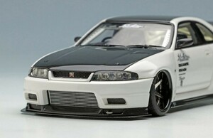 新品 アイドロン 1/43 ガレージアクティブ R33 ニッサン GT-R Wide body Concept パールホワイト/カーボンボンネット