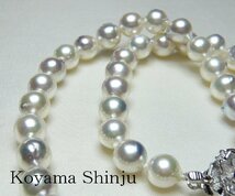 新品★小山真珠★１円～美色カラー！無調色大珠8.0-9.0ｍｍ！あこや本真珠パールネックレス_画像4