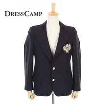 A4953/秋冬 総裏 DRESS CAMPドレスキャンプ ウール モヘア 胸ワッペン 本切羽 金ボタン テーラード シングル2Bジャケット 48 濃紺/メンズ_画像1