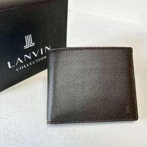 ☆未使用☆【箱付き】 LANVIN ランバンコレクション　折り財布　ウォレット　小銭入れ有 本革　ブラウン　1128