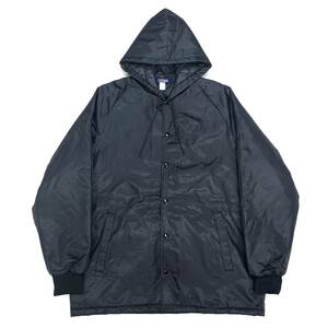 1990'S アメリカ製 ASW JACKETS フード付き 中綿入りコーチジャケット 黒 sizeM (ビンテージ USA ブラック SKOOKUM スタジャン POWELL