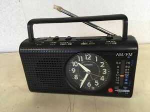 N 時計】CITIZEN シチズン リズム時計工業株式会社 BC001-A クロックラジオ FM/AM 非常用ブザー 目覚まし時計 防災時計 通電確認済 現状