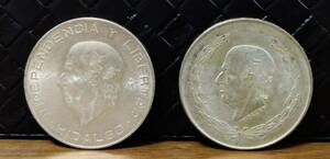 ■希少レア■ メキシコ 10ペソ 5ペソ イダルゴ 銀貨 硬貨 コイン アンティークコイン ２枚セット