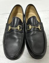 ■ GUCCI ■ グッチ ホースビットローファー 110 0009/2 42 約27cmブラックレザー ゴールド金具 ローファー ビジネス シューズ 靴 _画像6