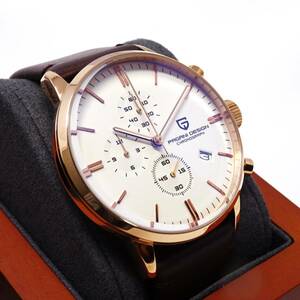 新品・パガーニ腕時計メンズ・VK67クロノグラフクォーツ式ローズゴールドケースビジネスモデル腕時計 ・本革ベルト・オマージュ・PD-2720
